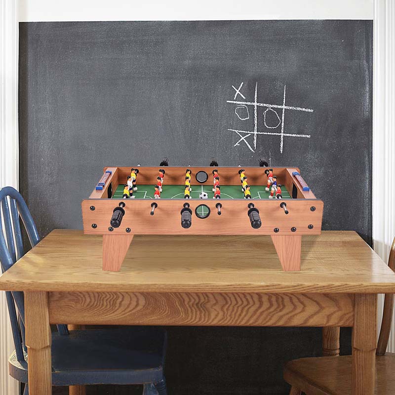 27" Wooden Foosball Table, Indoor Soccer Game Table Top with Footballs, Portable Table Soccer Set for Game Room