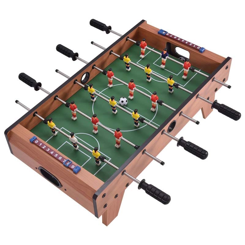 27" Wooden Foosball Table, Indoor Soccer Game Table Top with Footballs, Portable Table Soccer Set for Game Room