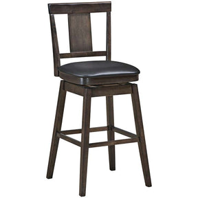 24"/29" Classic Wooden Swivel Bar Stool Leather Padded Bar Height Chair with Slat Back & Rubber Wood Legs