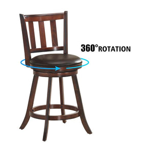 Upholstered Swivel Bar Stools Set of 2, Counter Height Dining Chairs with Back & PVC Cushioned Seat for Kitchen Island, Pub, Living Room