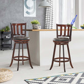 Upholstered Swivel Bar Stools Set of 2, Counter Height Dining Chairs with Back & PVC Cushioned Seat for Kitchen Island, Pub, Living Room