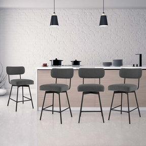 Swivel Bar Stools Set of 2, 25" Upholstered Counter Height Bar Chairs with Back, Footrest & Metal Legs for Kitchen Island, Dining Room, Bar