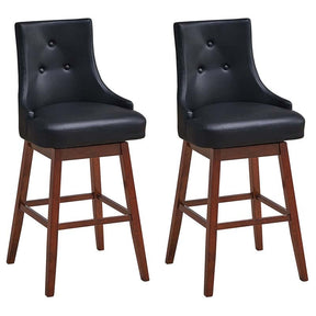 2-Pack 29" Upholstered Swivel Bar Stools with Button Tufted Backrest & Rubber Wood Legs