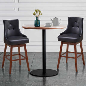 2-Pack 29" Upholstered Swivel Bar Stools with Button Tufted Backrest & Rubber Wood Legs