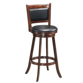 29" Wood Swivel Bar Stools Set of 2 with Back, PVC Leather Cushion Seat, Upholstered Bar Height Dining Chairs for Kitchen Island Living Room