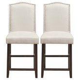 24" Fabric Upholstered Bar Stools Set of 2, Nail Head High Back Counter Height Dining Chairs for Kitchen Island Pub