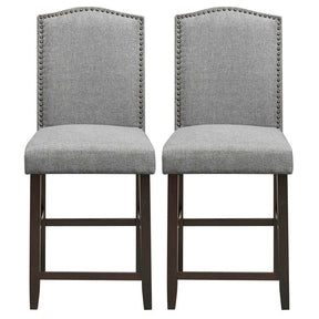 24" Fabric Upholstered Bar Stools Set of 2, Nail Head High Back Counter Height Dining Chairs for Kitchen Island Pub