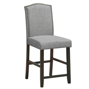 24" Fabric Upholstered Bar Stools Set of 2, Nail Head High Back Counter Height Dining Chairs for Kitchen Island Pub