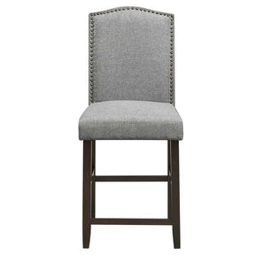 24" Fabric Upholstered Bar Stools Set of 2, Nail Head High Back Counter Height Dining Chairs for Kitchen Island Pub