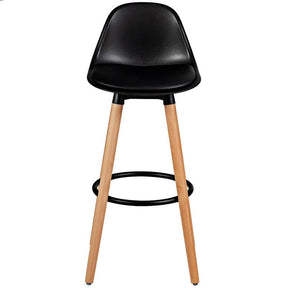 28.5" Bar Stools Set of 2 with Curved Back & PU Leather Seat, Mid Century Modern Armless Bar Height Side Chairs for Kitchen Island, Home Cafe