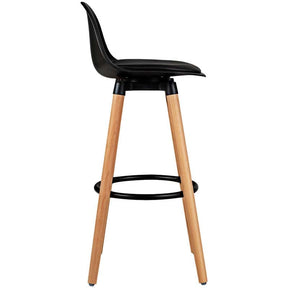 28.5" Bar Stools Set of 2 with Curved Back & PU Leather Seat, Mid Century Modern Armless Bar Height Side Chairs for Kitchen Island, Home Cafe