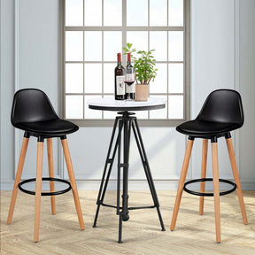28.5" Bar Stools Set of 2 with Curved Back & PU Leather Seat, Mid Century Modern Armless Bar Height Side Chairs for Kitchen Island, Home Cafe