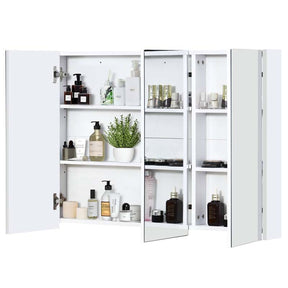 Large Mirrored Medicine Cabinet with 3 Mirror Doors, Bathroom Wall Mounted Storage Cabinet w/Adjustable Shelf