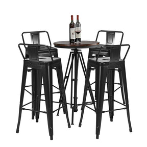 Industrial Stackable Metal Bar Stools Set of 4, 30" Low Back Bar Height Chairs with Removable Back & Footrest for Kitchen Island Indoor Outdoor