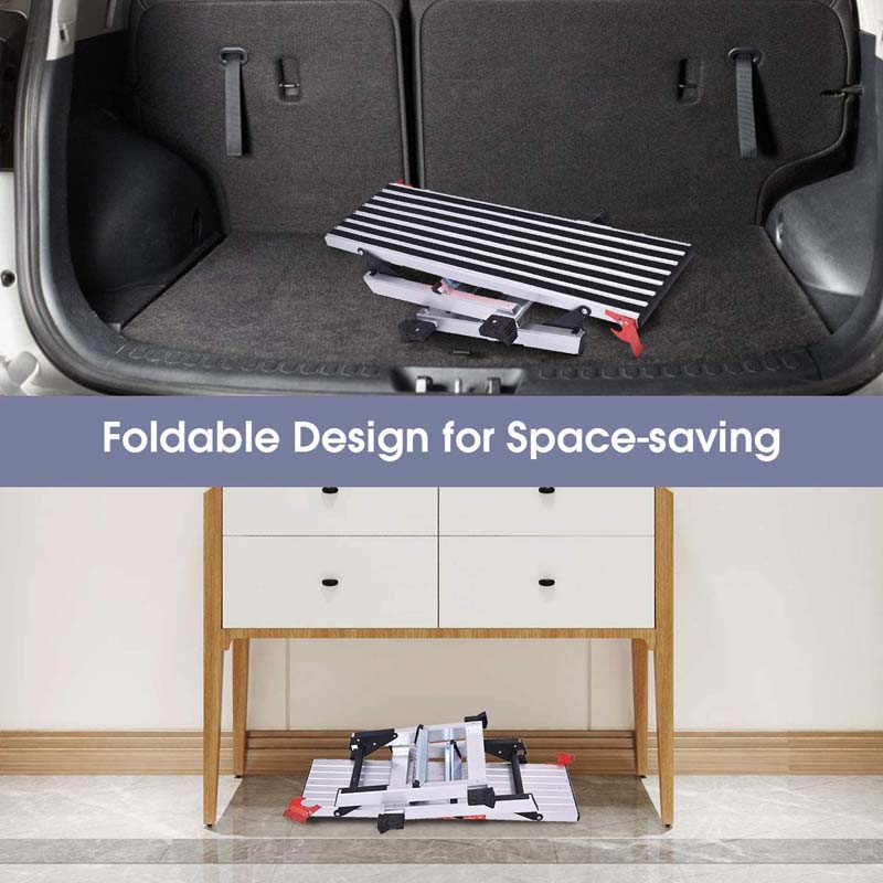 330lbs Capacity Aluminum Folding Work Platform Step Ladder Portable Work Bench Drywall Stool