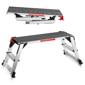 330lbs Capacity Aluminum Folding Work Platform Step Ladder Portable Work Bench Drywall Stool
