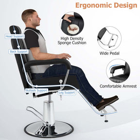 360° Swivel Hydraulic Salon Barber Chair for Hair Stylist w/Headrest & Recline Backrest, Spa Equipment Tattoo Chair Makeup Station