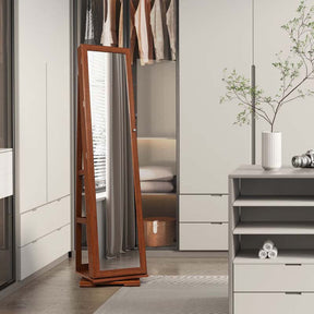 360° Rotating Jewelry Armoire with Higher Full Length Mirror, 3-in-1 Freestanding Lockable Jewelry Cabinet Organizer