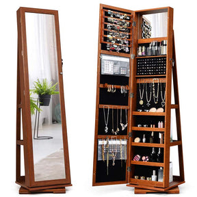 360° Rotating Jewelry Armoire with Higher Full Length Mirror, 3-in-1 Freestanding Lockable Jewelry Cabinet Organizer