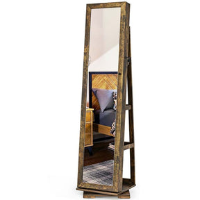 360° Rotating Jewelry Armoire with Higher Full Length Mirror, 3-in-1 Freestanding Lockable Jewelry Cabinet Organizer