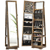 360° Rotating Jewelry Armoire with Higher Full Length Mirror, 3-in-1 Freestanding Lockable Jewelry Cabinet Organizer
