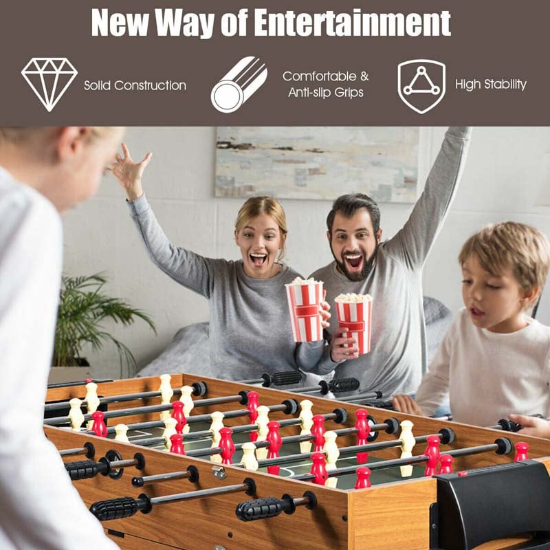 3-in-1 Multi Game Table, 48" Wooden Combo Game Table with Soccer, Billiard, Slide Hockey for Game Room, Home Office, Bar Party