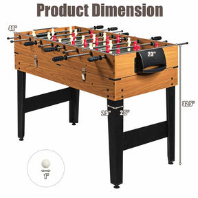 3-in-1 Multi Game Table, 48" Wooden Combo Game Table with Soccer, Billiard, Slide Hockey for Game Room, Home Office, Bar Party