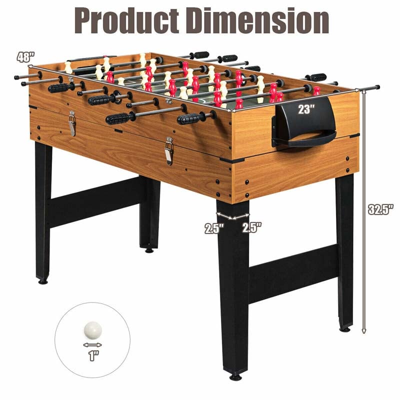 3-in-1 Multi Game Table, 48" Wooden Combo Game Table with Soccer, Billiard, Slide Hockey for Game Room, Home Office, Bar Party