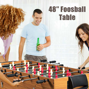 3-in-1 Multi Game Table, 48" Wooden Combo Game Table with Soccer, Billiard, Slide Hockey for Game Room, Home Office, Bar Party