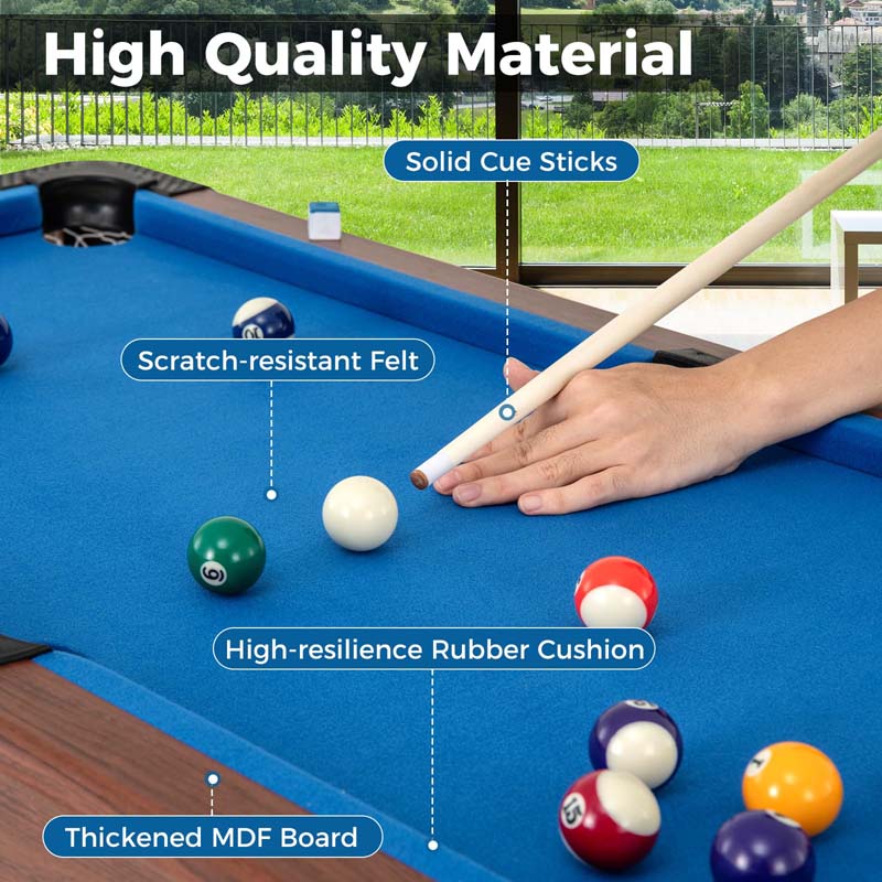 48" Mini Pool Table, Wooden Billiards Table with 16 Balls, 2 Cue Sticks, 2 Chalks, Triangle & Brush for Adults Kids Family Party, Game Room