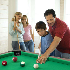 48" Mini Pool Table, Wooden Billiards Table with 16 Balls, 2 Cue Sticks, 2 Chalks, Triangle & Brush for Adults Kids Family Party, Game Room