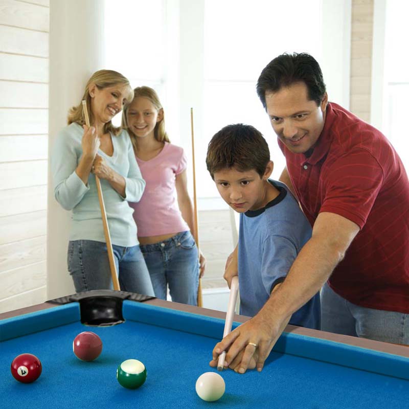 48" Mini Pool Table, Wooden Billiards Table with 16 Balls, 2 Cue Sticks, 2 Chalks, Triangle & Brush for Adults Kids Family Party, Game Room