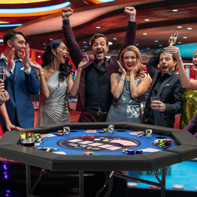 8-Player Foldable Poker Table, 48" Portable Folding Texas Holdem Poker Tables with Padded Rails, Cup Holders, Casino Grade Felt Surface