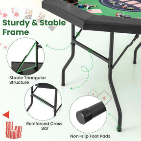 8-Player Foldable Poker Table, 48" Portable Folding Texas Holdem Poker Tables with Padded Rails, Cup Holders, Casino Grade Felt Surface