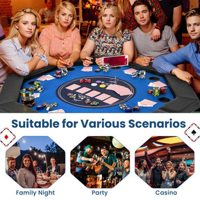 8-Player Foldable Poker Table, 48" Portable Folding Texas Holdem Poker Tables with Padded Rails, Cup Holders, Casino Grade Felt Surface