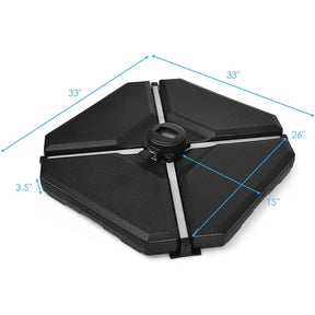 4Pcs 195lbs Patio Cantilever Offset Umbrella Base Weight Stand, Water Sand Filled Weight Outdoor Market Umbrella Base Plate w/Easy-Filling Spouts