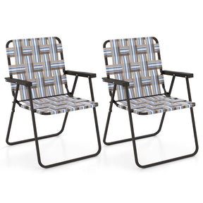 4-Pack Beach Chairs Camping Lawn Webbing Chair with Steel Frame, Lightweight Folding Outdoor Chair for Poolside Fishing Yard