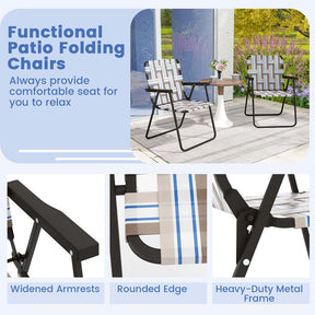 4-Pack Beach Chairs Camping Lawn Webbing Chair with Steel Frame, Lightweight Folding Outdoor Chair for Poolside Fishing Yard