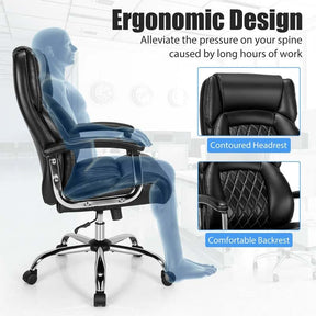 500 LBS Big & Tall Office Chair, Extra Wide Seat Leather Executive Chair, Height Adjustable Swivel Computer Desk Chair