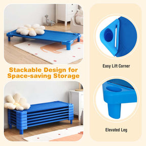 Pack of 6 Stackable Daycare Cots for Kids, 51" x 23" Preschool Nap Mat Toddler Sleeping Cot with Easy Lift Corner, Space-Saving for Classroom