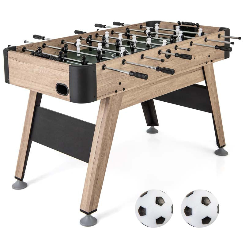 54" Wood Foosball Table, Full Size Arcade Soccer Game Table with 2 Balls & 26 Players for Adults, Family Party, Game Room, Office
