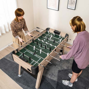 54" Wood Foosball Table, Full Size Arcade Soccer Game Table with 2 Balls & 26 Players for Adults, Family Party, Game Room, Office
