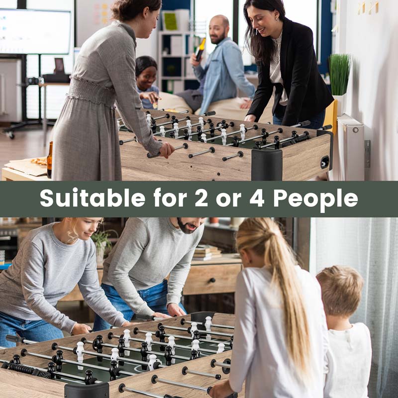 54" Wood Foosball Table, Full Size Arcade Soccer Game Table with 2 Balls & 26 Players for Adults, Family Party, Game Room, Office