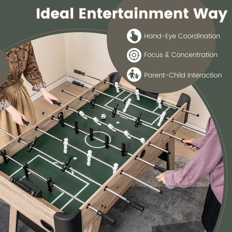 54" Wood Foosball Table, Full Size Arcade Soccer Game Table with 2 Balls & 26 Players for Adults, Family Party, Game Room, Office