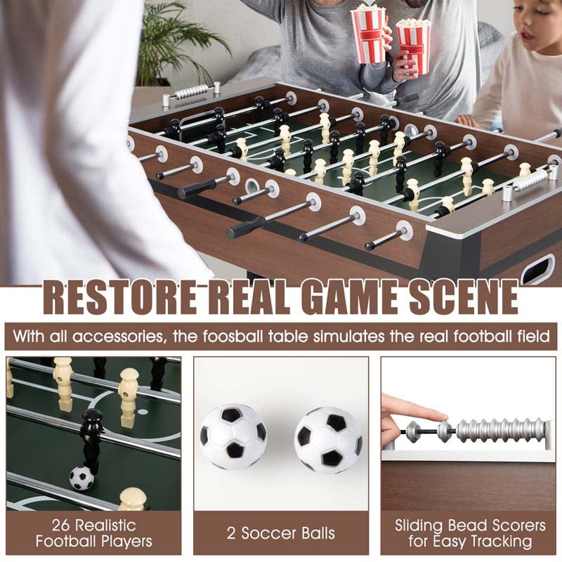 54" Competition Sized Foosball Table for Adults & Kids, Solid Wood Soccer Game Table with 2 Balls for Game Room, Office & Family Entertainment