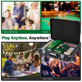 600PCS Poker Chip Set, 14 Gram Clay Poker Chips with Carrying Case & Automatic Card Shuffler for Texas Holdem, Blackjack, Casino, Card Games