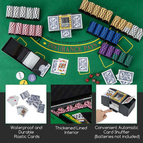 600PCS Poker Chip Set, 14 Gram Clay Poker Chips with Carrying Case & Automatic Card Shuffler for Texas Holdem, Blackjack, Casino, Card Games
