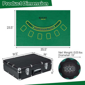 600PCS Poker Chip Set, 14 Gram Clay Poker Chips with Carrying Case & Automatic Card Shuffler for Texas Holdem, Blackjack, Casino, Card Games