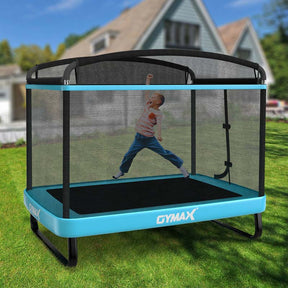 6 FT Kids Trampoline with Swing & Enclosure Safety Net, ASTM Approved Toddler Rectangle Trampoline for 3-8 Year Old