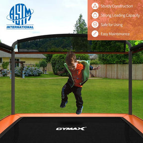 6 FT Kids Trampoline with Swing & Enclosure Safety Net, ASTM Approved Toddler Rectangle Trampoline for 3-8 Year Old